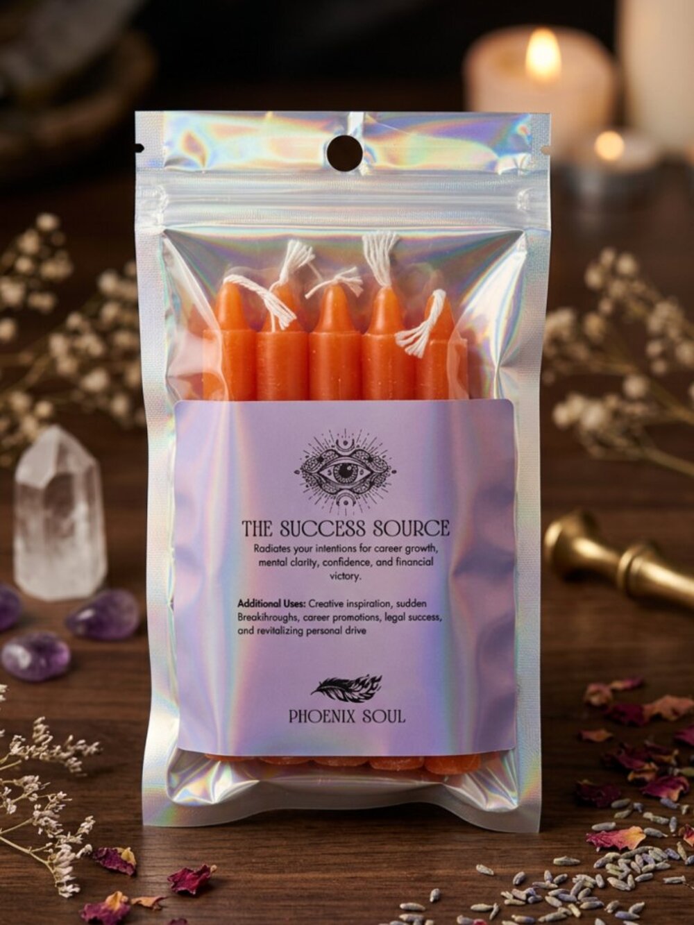 SUCCESS SOURCE Orange Spell Candles Ritual Chime Candle Altar Candles Career